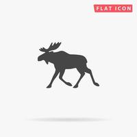 Moose. Simple flat black symbol with shadow on white background. Vector illustration pictogram