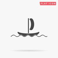 Simple yachts. Simple flat black symbol with shadow on white background. Vector illustration pictogram