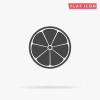 Half of lemon. Simple flat black symbol with shadow on white background. Vector illustration pictogram