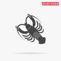 Crawfish. Simple flat black symbol with shadow on white background. Vector illustration pictogram