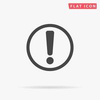 Exclamation mark. Simple flat black symbol with shadow on white background. Vector illustration pictogram