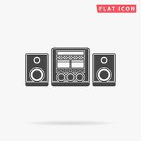 Stereo system. Simple flat black symbol with shadow on white background. Vector illustration pictogram