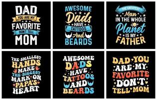 paquete de diseño de camiseta de padre y papá, conjunto de diseño de camiseta de papá, tipografía papá diseño de camiseta del día del padre, camiseta feliz del día del padre, camiseta de papá vector
