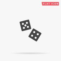 Dice. Simple flat black symbol with shadow on white background. Vector illustration pictogram