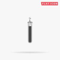 Laboratory glass - reaction. Simple flat black symbol with shadow on white background. Vector illustration pictogram