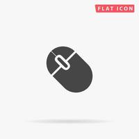 Computer mouse. Simple flat black symbol with shadow on white background. Vector illustration pictogram