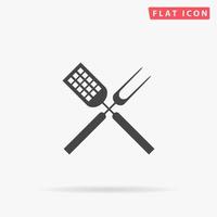 Barbecue utensils. Simple flat black symbol with shadow on white background. Vector illustration pictogram