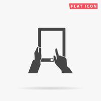 Tap And Hold - Tablet. Simple flat black symbol with shadow on white background. Vector illustration pictogram