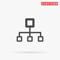 Network block diagram. Simple flat black symbol with shadow on white background. Vector illustration pictogram