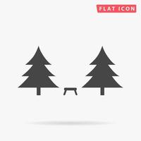 Camping among the trees. Simple flat black symbol with shadow on white background. Vector illustration pictogram