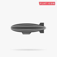 Airship. Simple flat black symbol with shadow on white background. Vector illustration pictogram