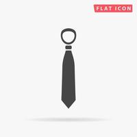 Tie. Simple flat black symbol with shadow on white background. Vector illustration pictogram