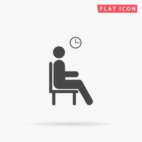 Waiting. Simple flat black symbol with shadow on white background. Vector illustration pictogram