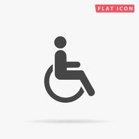 Disabled. Simple flat black symbol with shadow on white background. Vector illustration pictogram