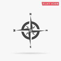 Compass. Simple flat black symbol with shadow on white background. Vector illustration pictogram