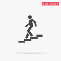 Down staircase. Simple flat black symbol with shadow on white background. Vector illustration pictogram