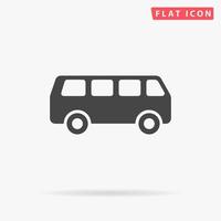 Minibus. Simple flat black symbol with shadow on white background. Vector illustration pictogram