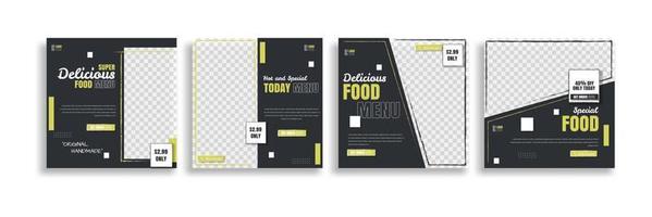 food social Creative media post banner template design. food post for promotion your product. easy for Use. vector