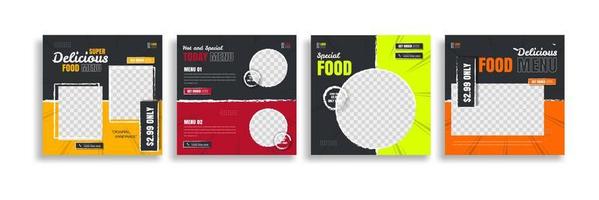 food social Creative media post banner template design. food post for promotion your product. easy for Use. vector