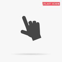 cursor de la mano del ratón. simple símbolo negro plano con sombra sobre fondo blanco. pictograma de ilustración vectorial vector