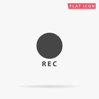 Rec button. Simple flat black symbol with shadow on white background. Vector illustration pictogram