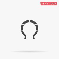 Horseshoe. Simple flat black symbol with shadow on white background. Vector illustration pictogram