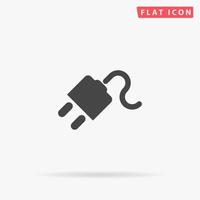 Power cord. Simple flat black symbol with shadow on white background. Vector illustration pictogram