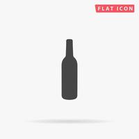 Liquor bottle. Simple flat black symbol with shadow on white background. Vector illustration pictogram