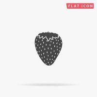 Strawberry. Simple flat black symbol with shadow on white background. Vector illustration pictogram