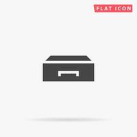 Drawer. Simple flat black symbol with shadow on white background. Vector illustration pictogram