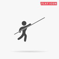 Pole vault athlete. Simple flat black symbol with shadow on white background. Vector illustration pictogram