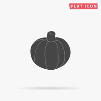 Pumpkin. Simple flat black symbol with shadow on white background. Vector illustration pictogram