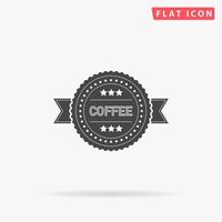 etiqueta de café simple símbolo negro plano con sombra sobre fondo blanco. pictograma de ilustración vectorial vector