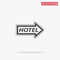 vector de letrero de hotel. simple símbolo negro plano con sombra sobre fondo blanco. pictograma de ilustración vectorial