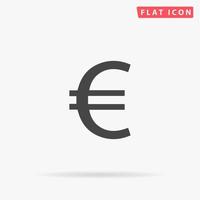 Euro. Simple flat black symbol with shadow on white background. Vector illustration pictogram