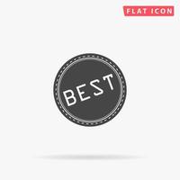 Best  Badge, Label or Sticker. Simple flat black symbol with shadow on white background. Vector illustration pictogram