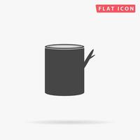 Tree stump. Simple flat black symbol with shadow on white background. Vector illustration pictogram