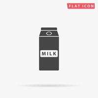 Pack of milk. Simple flat black symbol with shadow on white background. Vector illustration pictogram