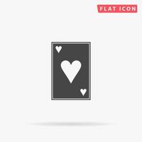 Hearts card. Simple flat black symbol with shadow on white background. Vector illustration pictogram