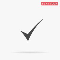 Elegant Check mark. Simple flat black symbol with shadow on white background. Vector illustration pictogram