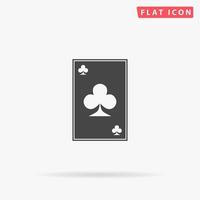 Clubs card. Simple flat black symbol with shadow on white background. Vector illustration pictogram