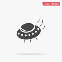 UFO. Simple flat black symbol with shadow on white background. Vector illustration pictogram