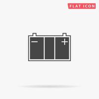 Car battery. Simple flat black symbol with shadow on white background. Vector illustration pictogram