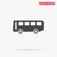 Old Bus. Simple flat black symbol with shadow on white background. Vector illustration pictogram