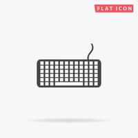 Keyboard. Simple flat black symbol with shadow on white background. Vector illustration pictogram