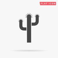 Cactus. Simple flat black symbol with shadow on white background. Vector illustration pictogram