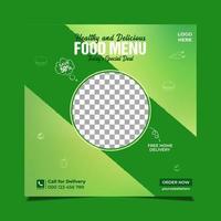 Healthy and delicious food menu social media banner template vector