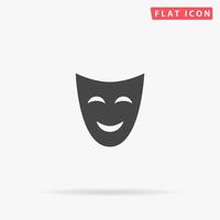 Joyful mask. Simple flat black symbol with shadow on white background. Vector illustration pictogram