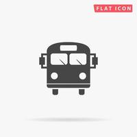 School Bus. Simple flat black symbol with shadow on white background. Vector illustration pictogram