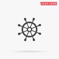 Simple rudder. Simple flat black symbol with shadow on white background. Vector illustration pictogram